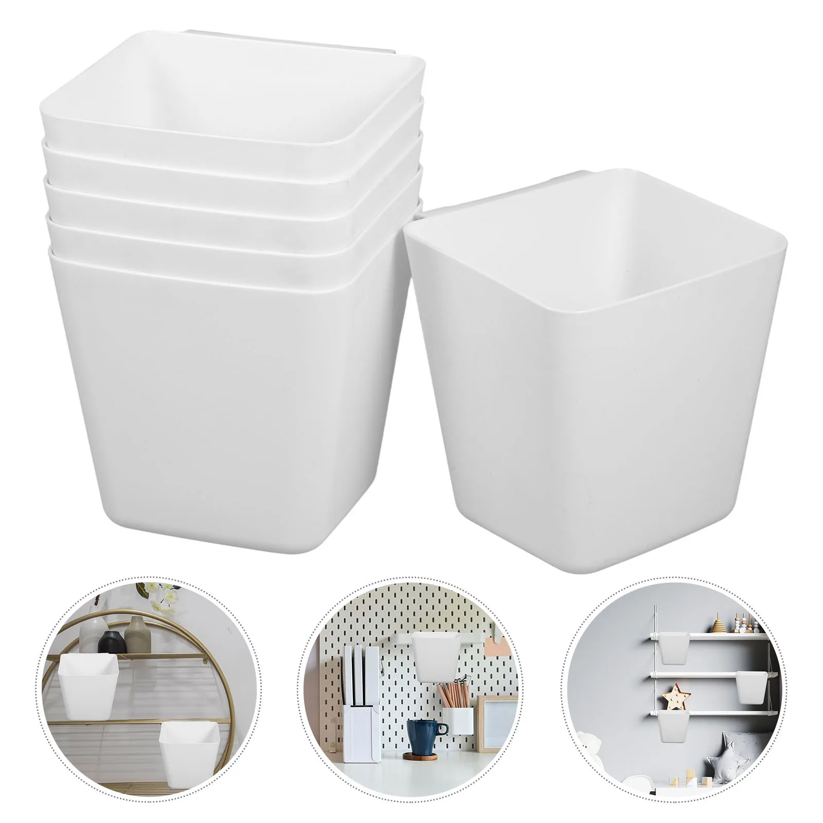 6Pcs ABS Hanging Storage Cup Small Trash Can for Rolling Cart Organizer Collecting Waste Container Hanging Cups for Rolling Cart