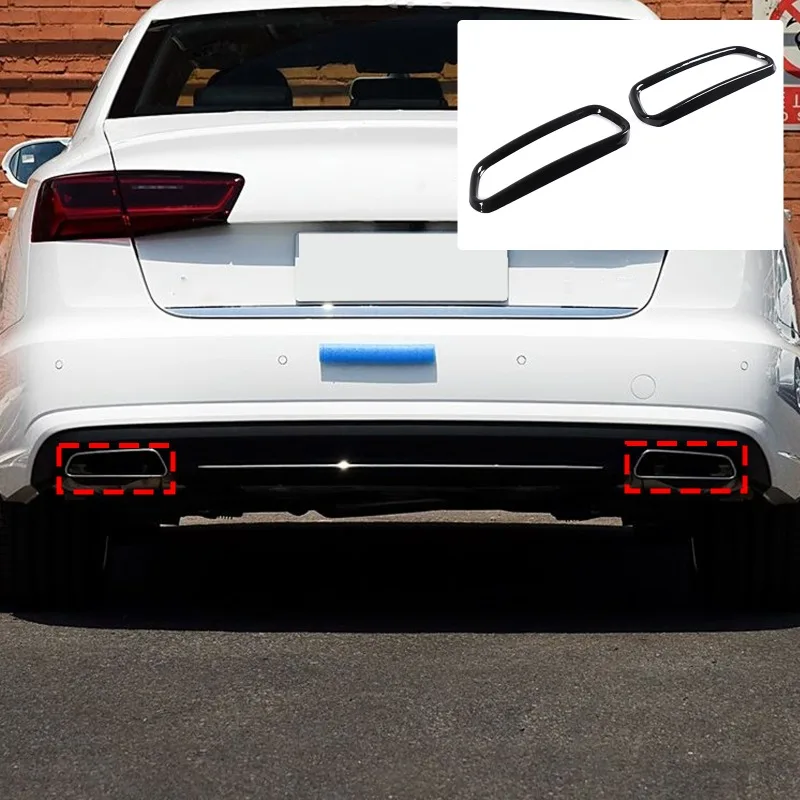 

Stainless Steel Tailpipe Trim Rear Exhaust Tailpipe Trim Cover for 2016 2017 2018 Audi A6L Car Accessories