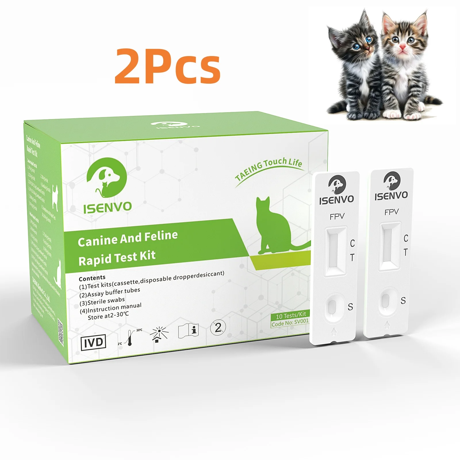 2Pcs FPV Test Paper Feline Distemper Detection Card Cat Home Health Detection Test