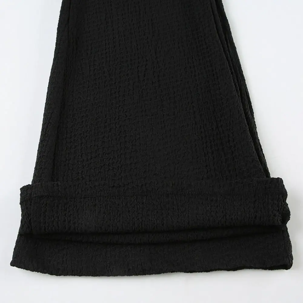 Pantaloni a gamba larga in morbido pizzo chic Pantaloni neri a zampa d'elefante dolce Butt Curtain Pantaloni lunghi dritti a vita bassa da donna