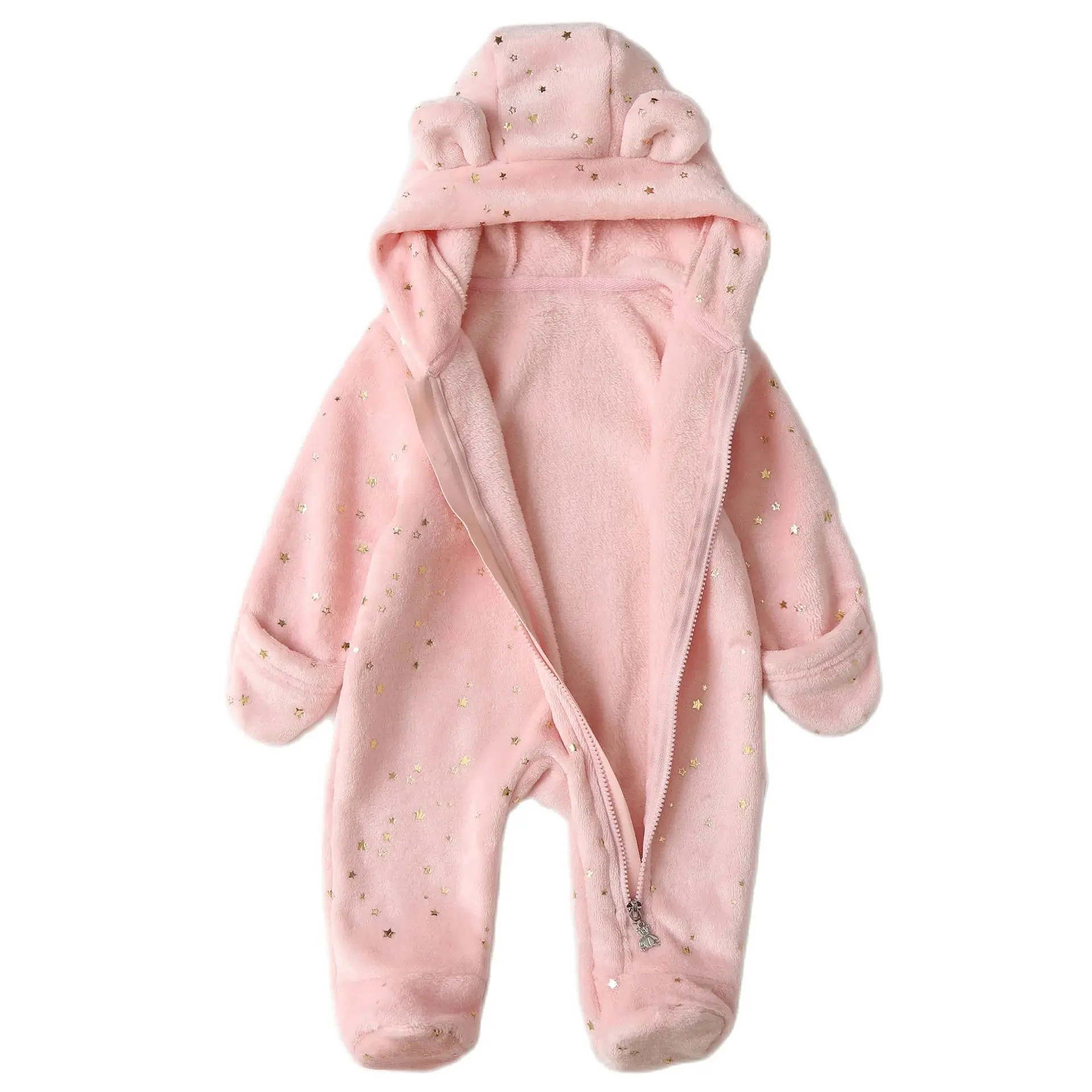 AYNIGIELL Star Print Autumn/winter Hooded Jumpsuit 0-12 Months Baby Boys Girls Rompers Toddler Kids Playsuit  Baby Clothes