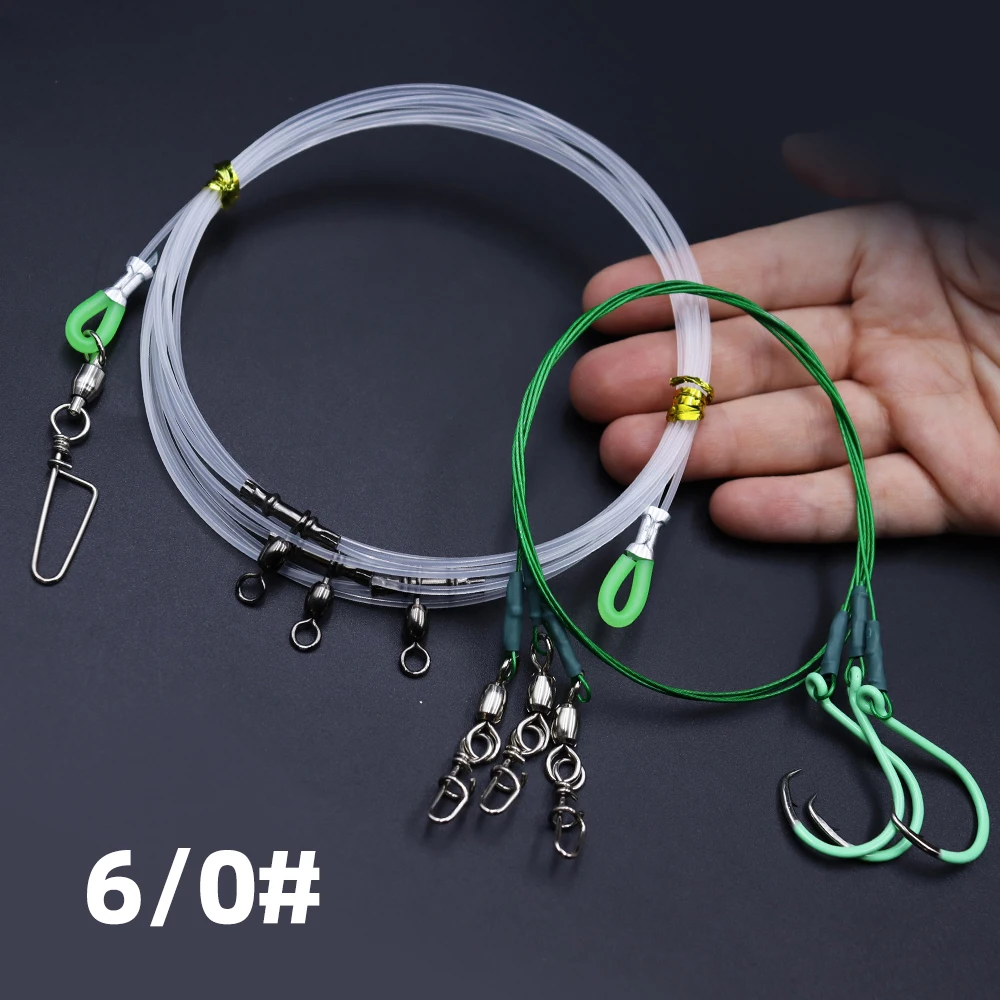 ZYZHE 1 Stück Tiefwasser-Angelrigs für Bootsfischen mit 6/0 # 8/0 # 10/0 # Kreishaken Stahlleinen Tiefsee-Angelzubehör – Detail 7