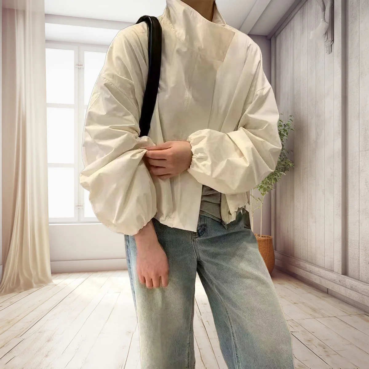 

2023 весна и осень, новый стиль, женская красная свободная куртка, модный короткий повседневный модный топ с воротником-стойкой