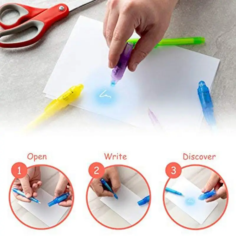 1pc UV Light Pen Invisible Magic Pencil Secret Fluorescent Pen for Writing Pad Kids Child Drawing Painting Board​