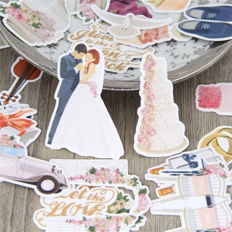 28 pcs Wedding theme waterproof for phone car Label Decorative Stationery Stickers Scrapbooking DIY Diary Album toy Sticker