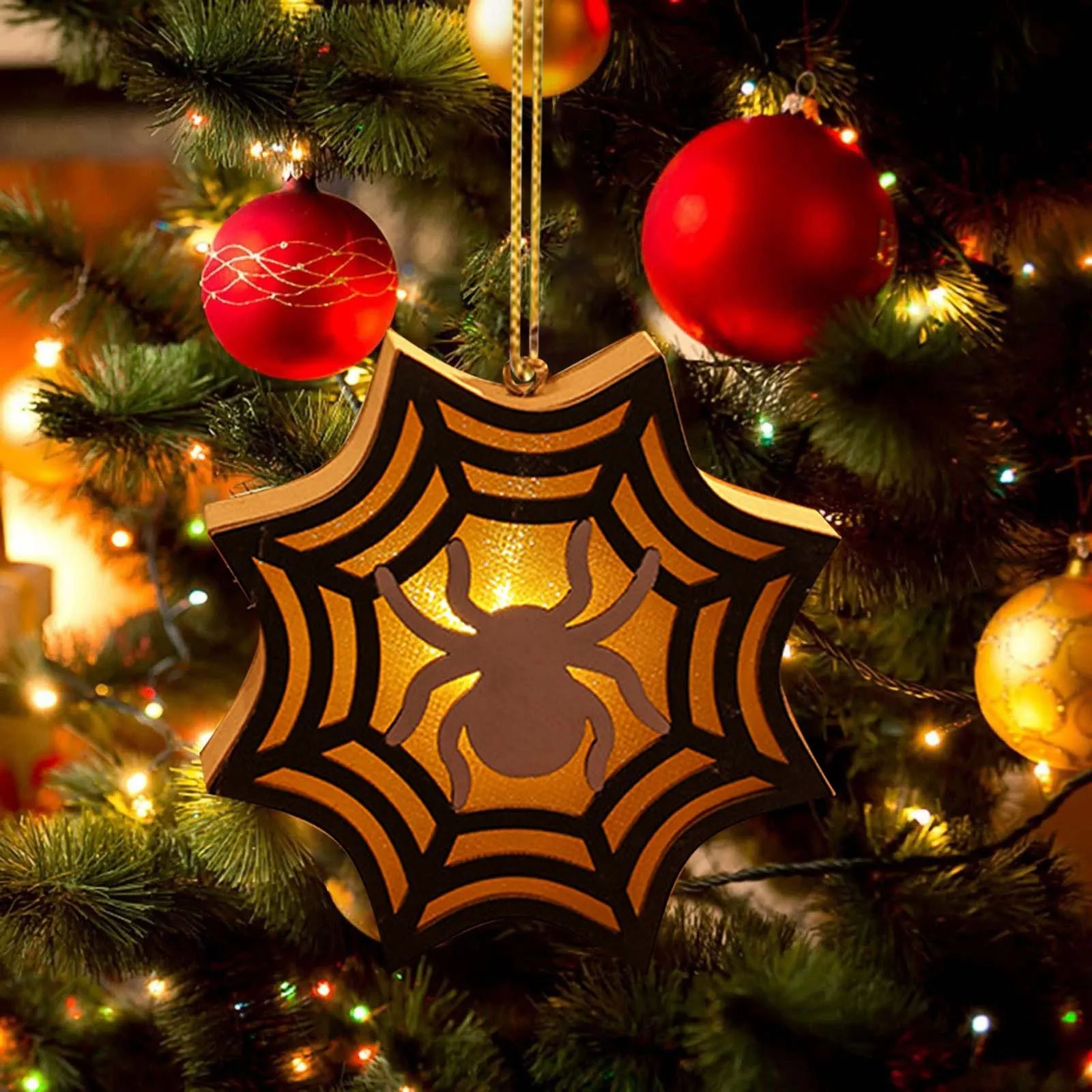 Wooden Skeleton Spider Halloween Scene Fun Pendant Decoration Pumpkin Lantern Handheld Halloween Atmosphere Decoration 2024