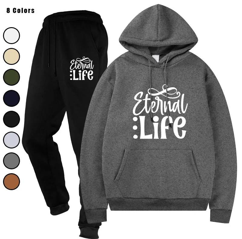 

Men's Fashion Casual Running Two Pieces Sets Sports Suits Hoodies + Pants Tracksuit Sweatshirts Sweatpants Men's Clothing