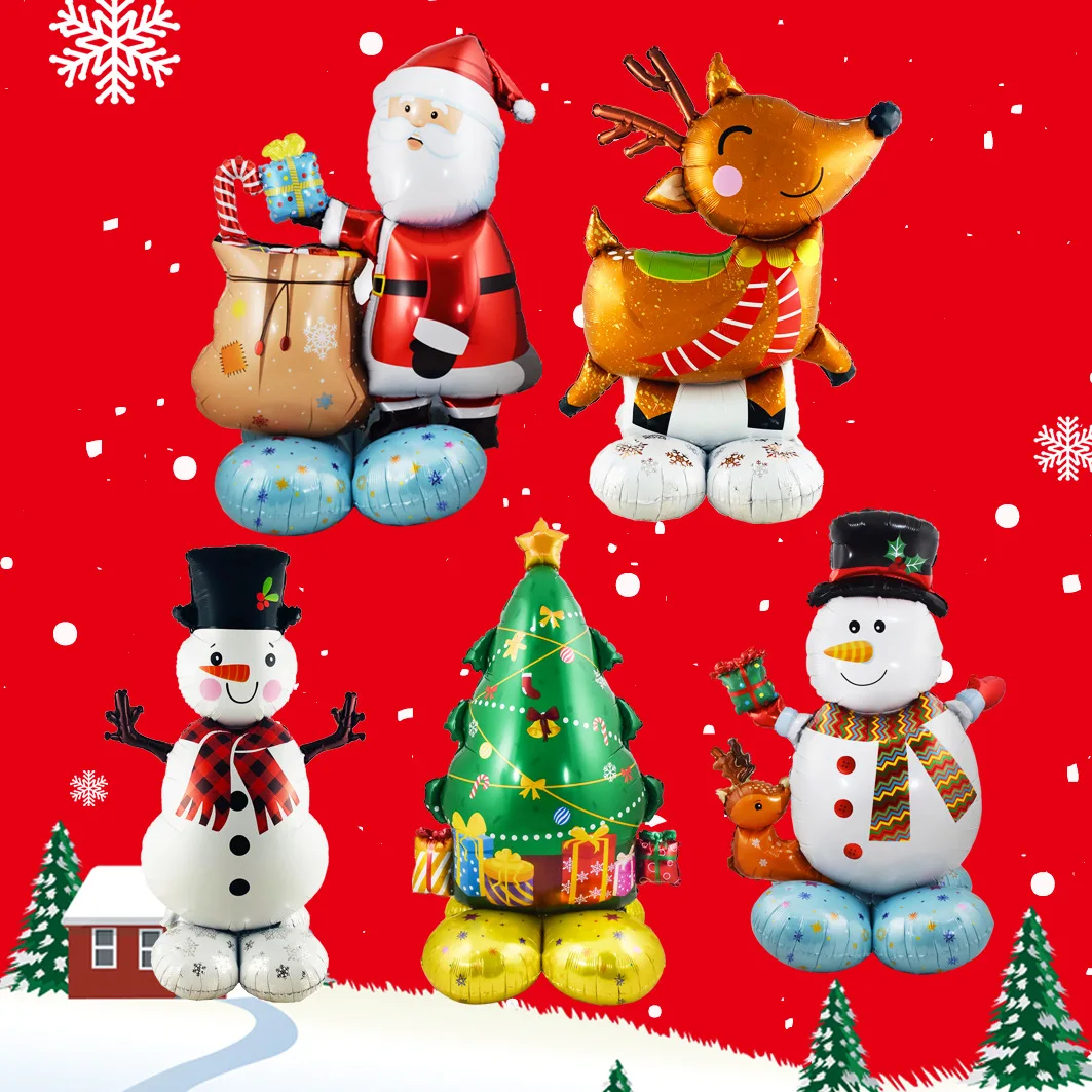 Christmas balloon Three-dimensional base Christmas tree snowman Santa Claus decorated balloons Holiday aluminum film balloons