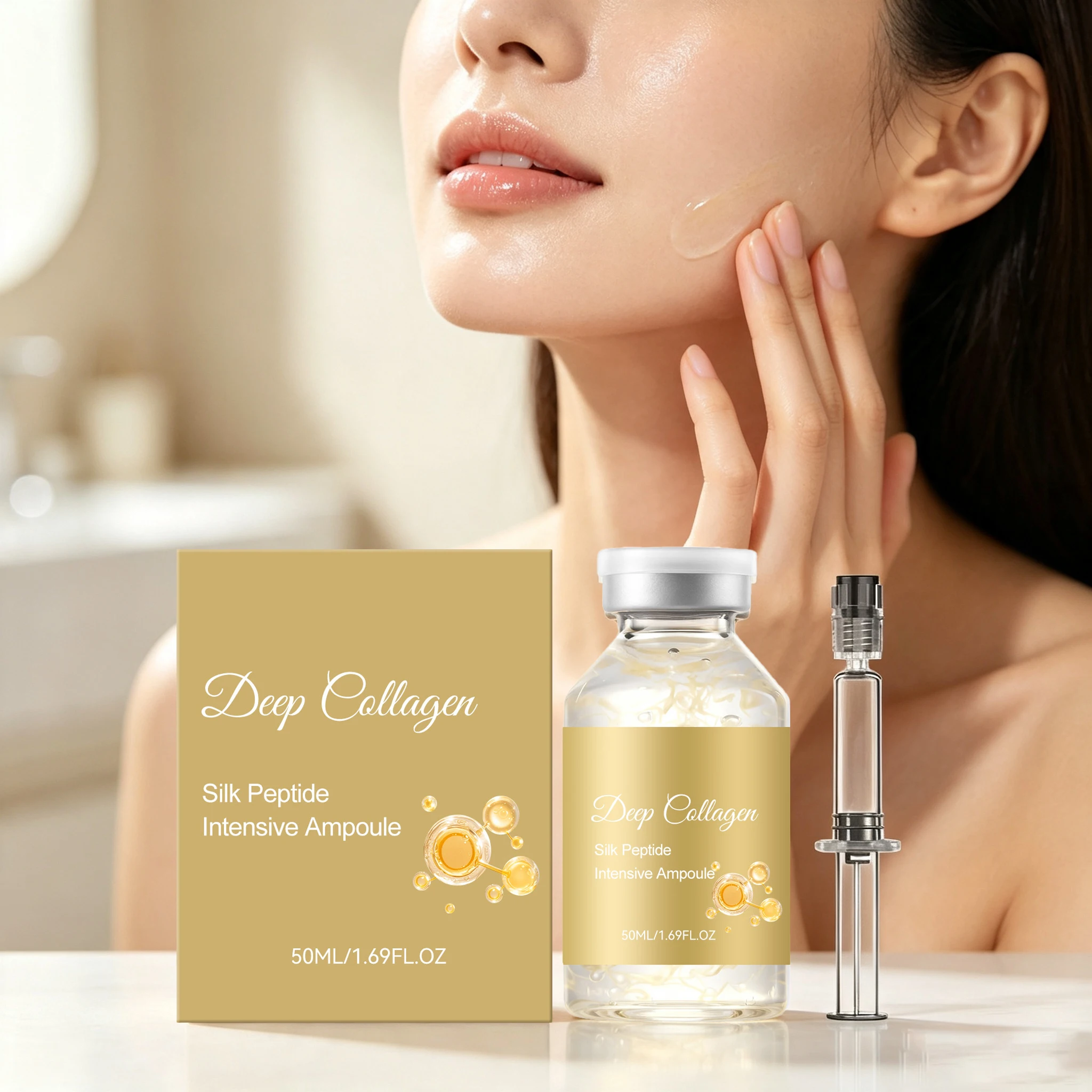 50ML Collagen Face Serum Ampoule Deep Moisturizing Improve Skin Texture Fade Fine Lines Boosts Skin Elasticity Silky Face Serum