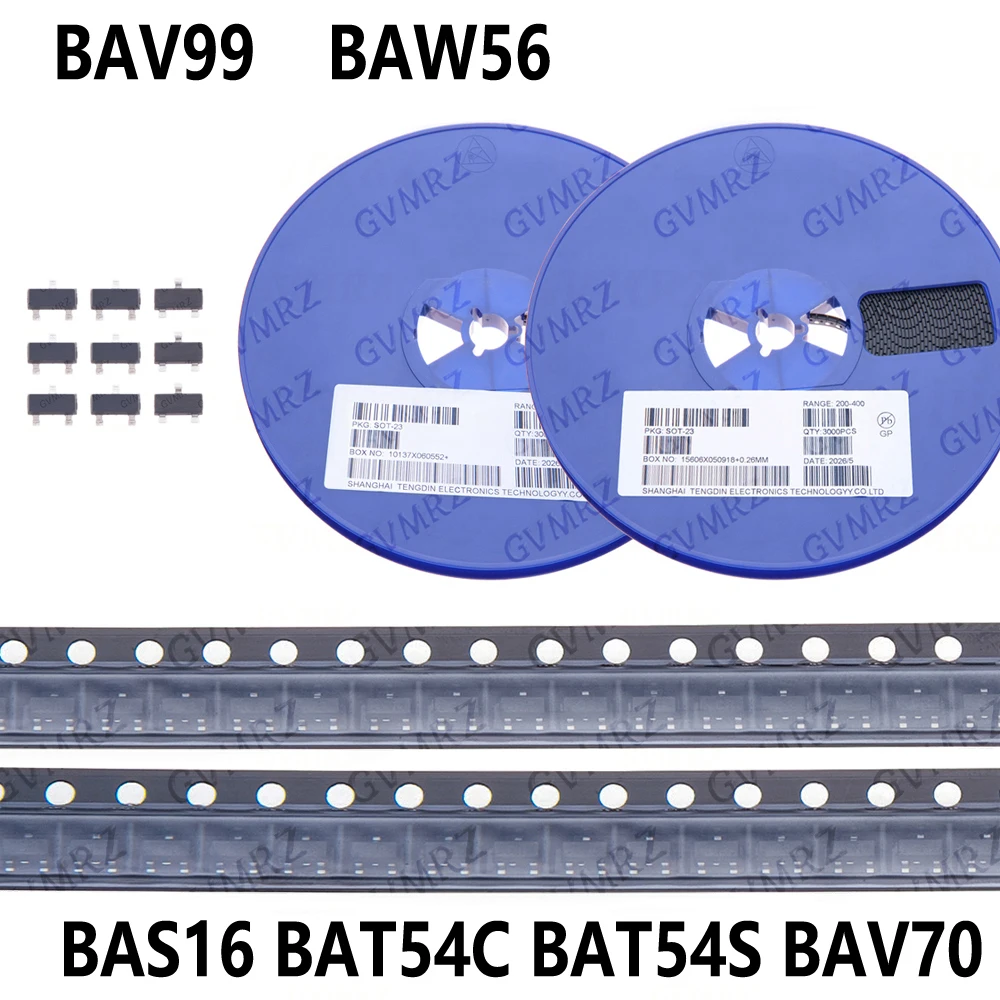 50/100/3000PCS SOT23 BAV99 BAV70 BAW56 BAS16 BAT54S BAT54C  voltage regulator IC SOT23