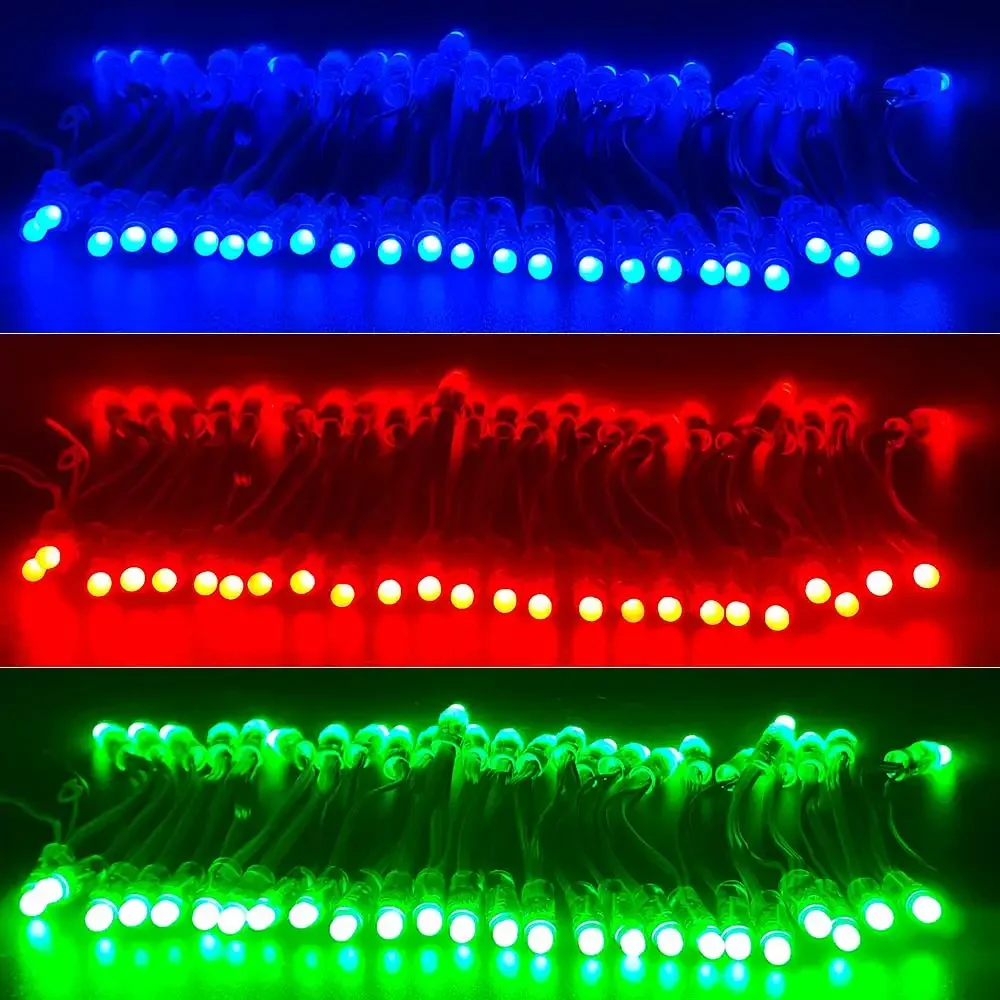 50Pcs WS2811 RGB LED Strip Lights 12V 12MM Addressable IC IP68 Waterproof Pixel Lights for Christmas Stage Home Decor