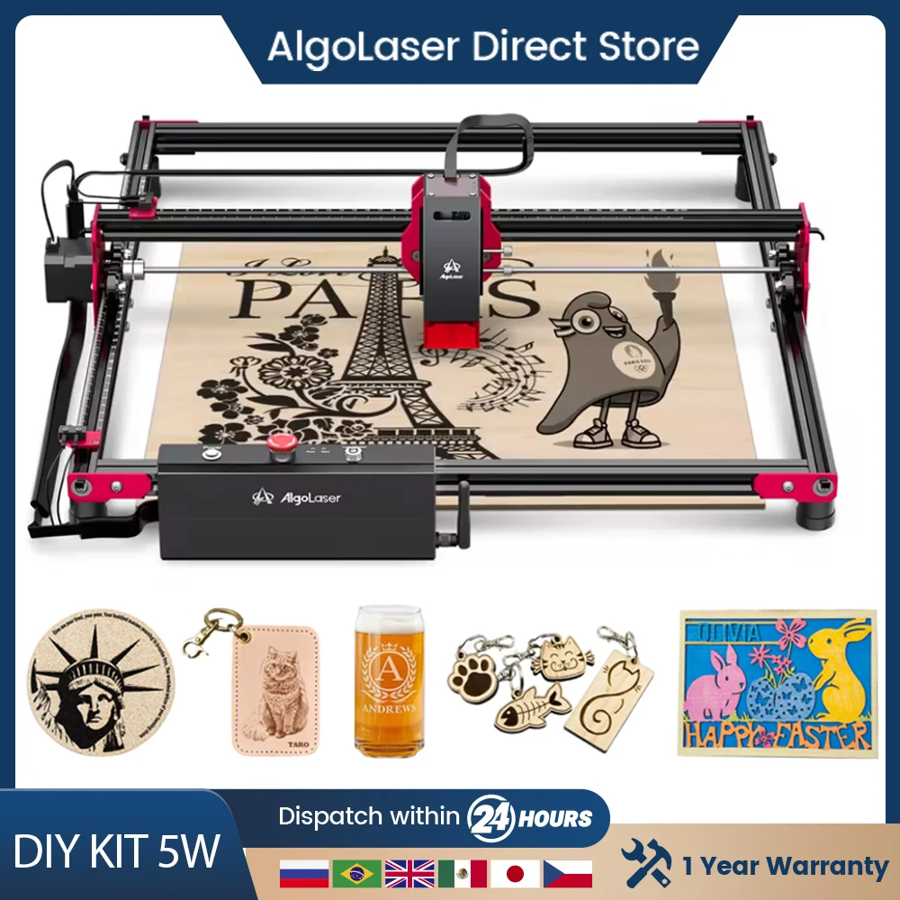 

AlgoLaser DIY Laser Engraver Machine 5W Output Power High Precision Laser Cutter Engraver For Wood Metal Acrylic Leather Class