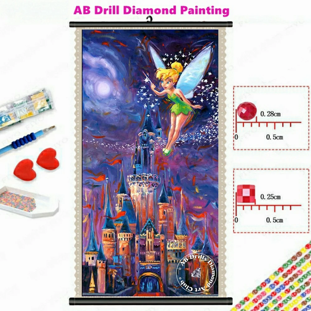 

Disney Castle and Tink 5D DIY AB Drill Diamond Painting Mosaic Cartoon Fairy Bell Cross Stitch Handmade Crafts Children's Gift