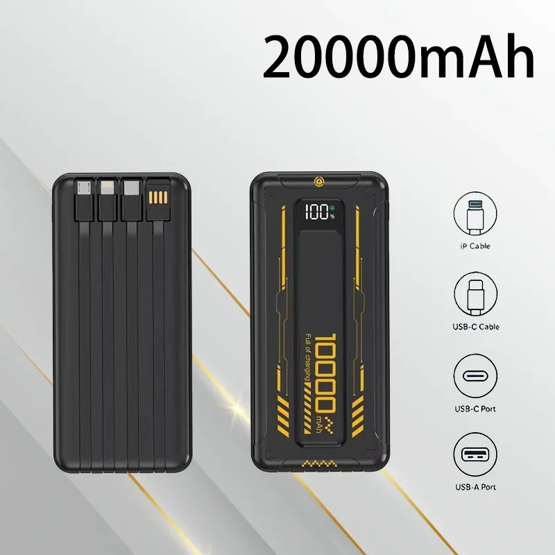

Punk Mechanical Sensing Large Capacity Fast Charging Power Bank 22.5W20000mAh Comes with Four Wires Large Capacity Easy To Carry