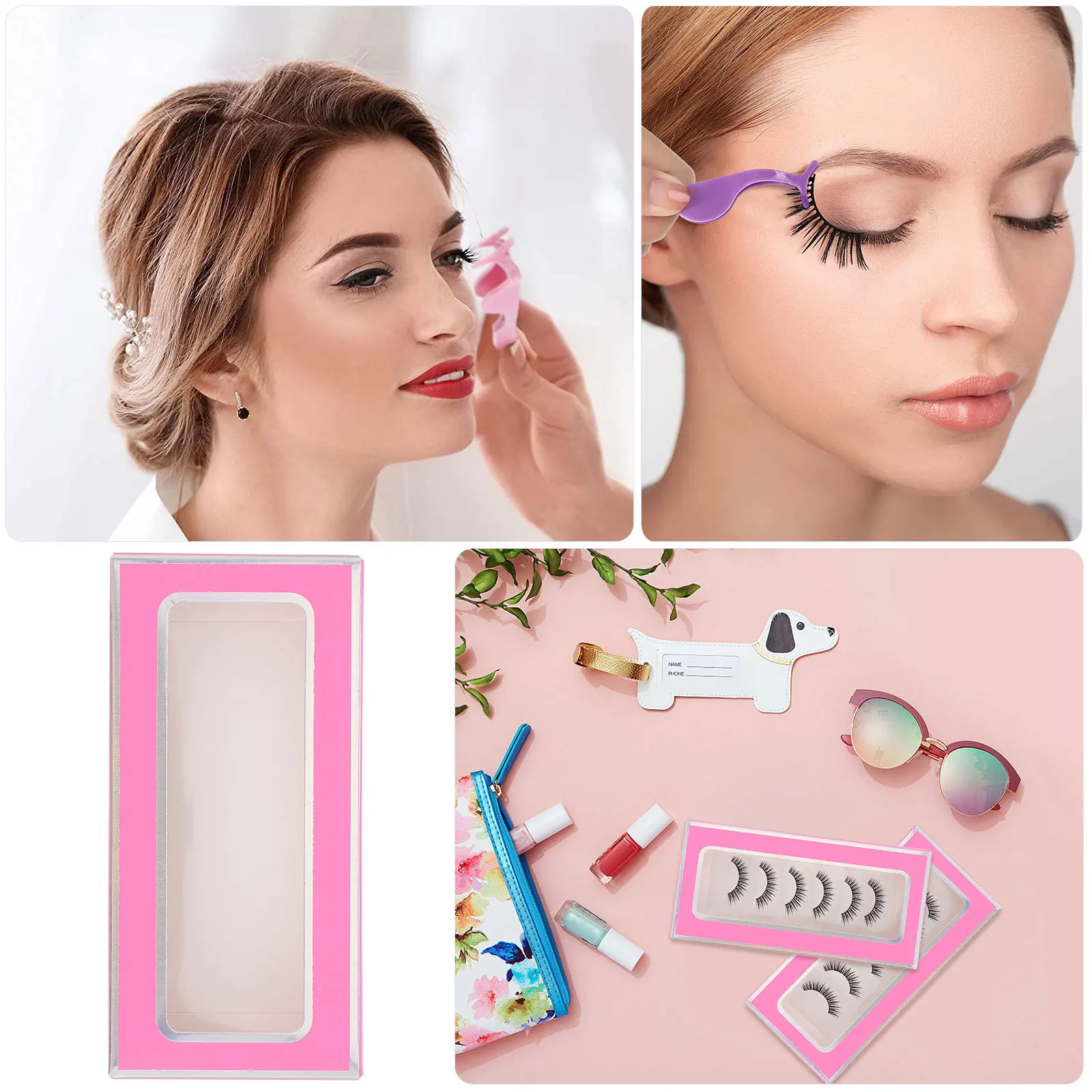 30Pcs Empty False Eyelash Storage Box Lightweight Portable Paper Lash Organizer Case Protective Compact for Daily Makeup