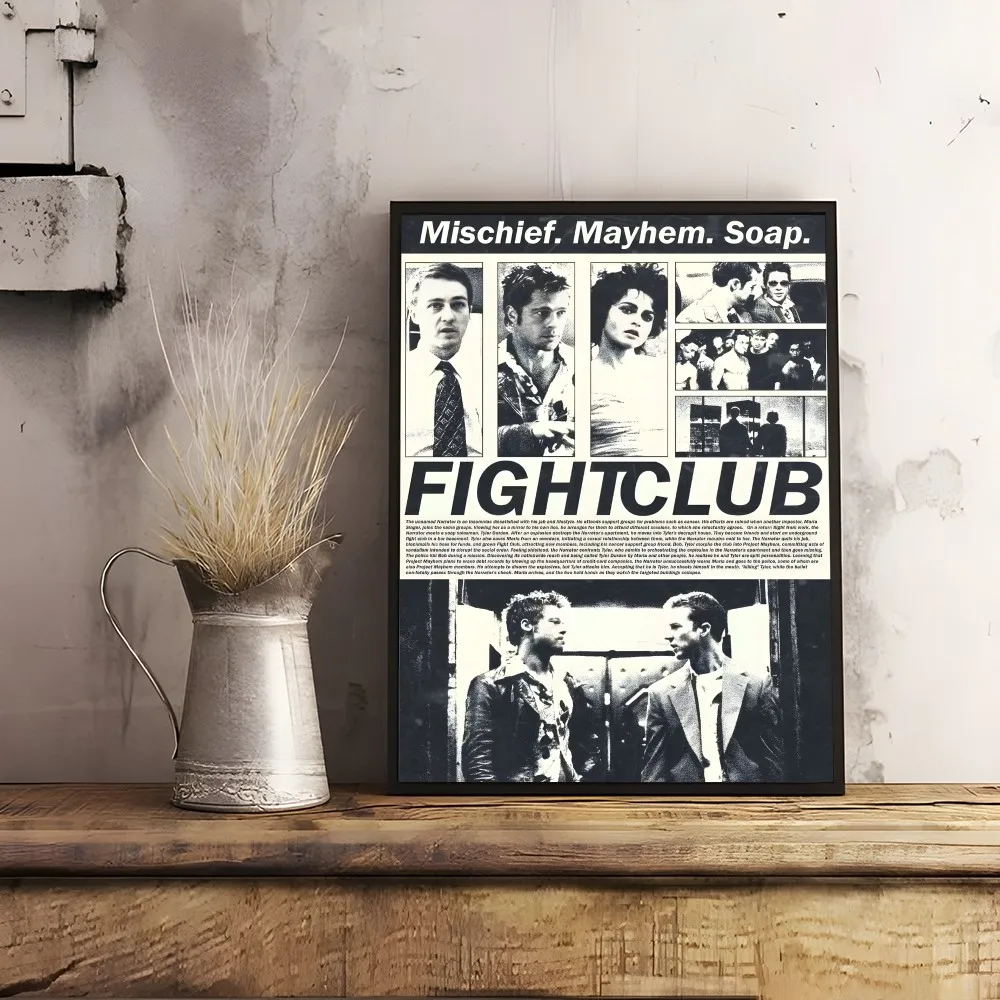 F-Fight C-Club Film Frame Retro Poster Sticky Wall Art Printing Waterproof Home Living Bed Room Bar Hallway Aesthetic Decor