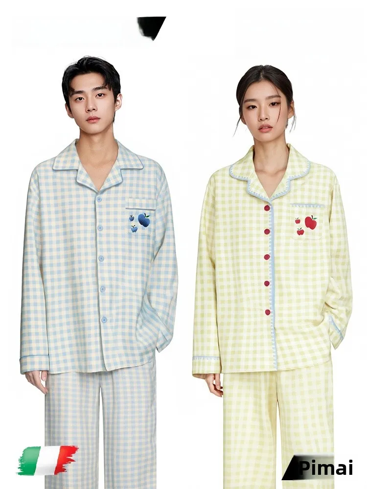 PinkBread Couples Style Pure Cotton Long Sleeve Sleepwear Soft Comfortable Home Clothes for Men And Women Suitable for All Se...