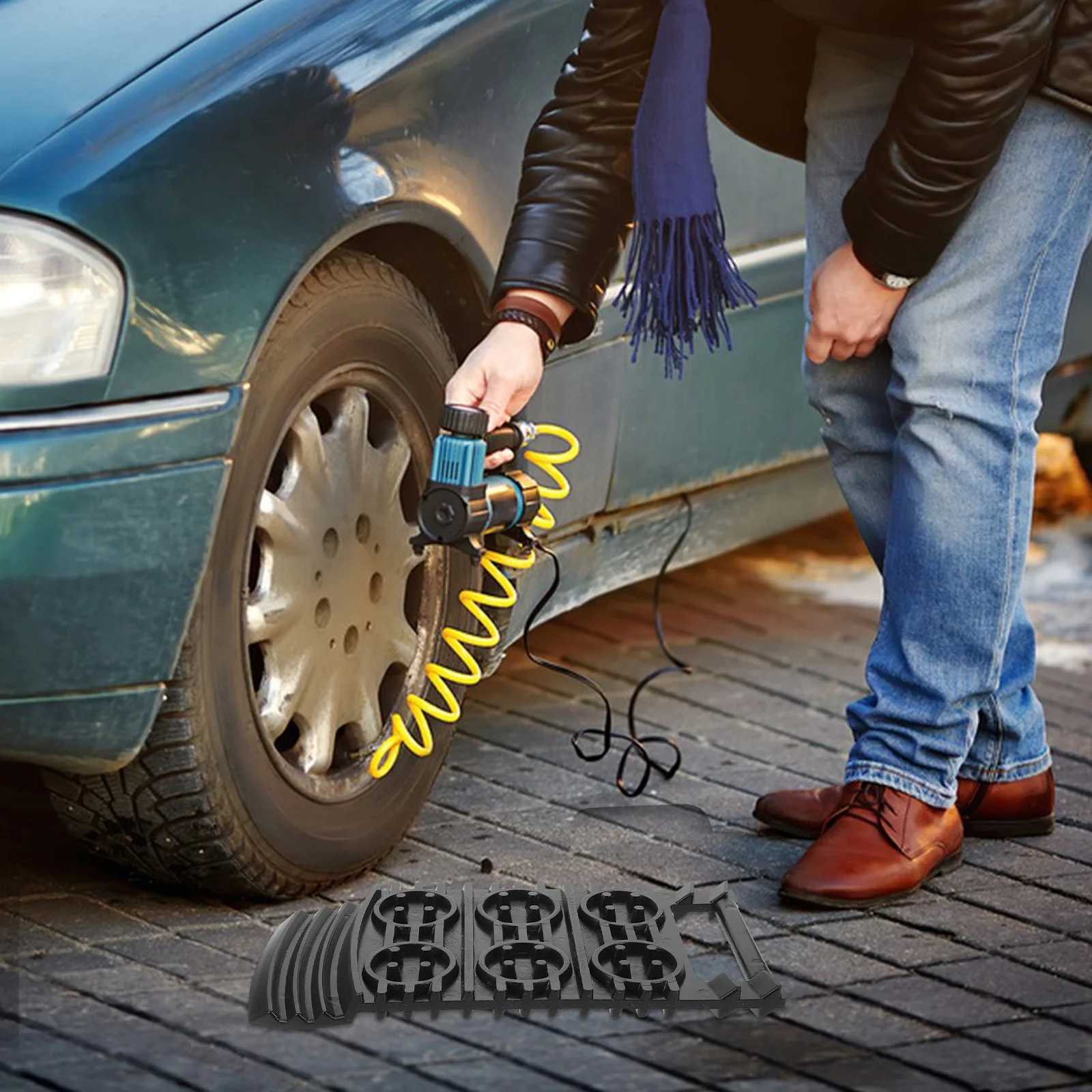 

2 шт. Get Out of The S Plate Car Off-road Escape Board Tire Anti-s Pad Тяговый коврик Черный антиш-блок