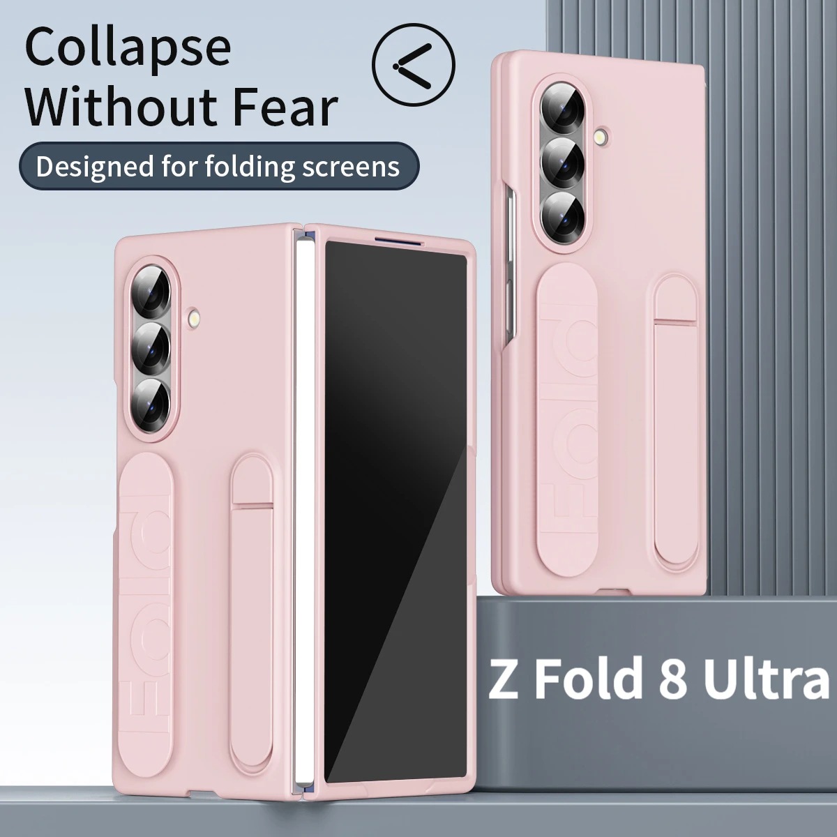 For Samsung Galaxy Z Fold 8 Case Film One-piece Ultra-thin Luxury Wristband Invisible Stand Protective Case Wrist Lanyard Foldin