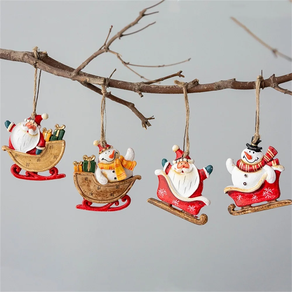 New Christmas Resin Small Pendant Cartoon Multicolor Santa Claus Decoration Hanging Ornaments Party Supplies Gift