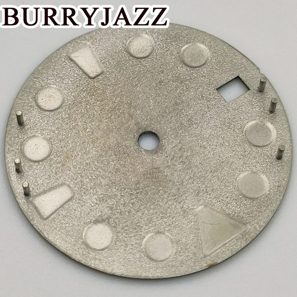 BURRYJAZZ 28,5mm sin logotipo NH35 esferas de reloj esfera verde luminosa ajuste las 3 en punto 3,8 en punto corona de la caja