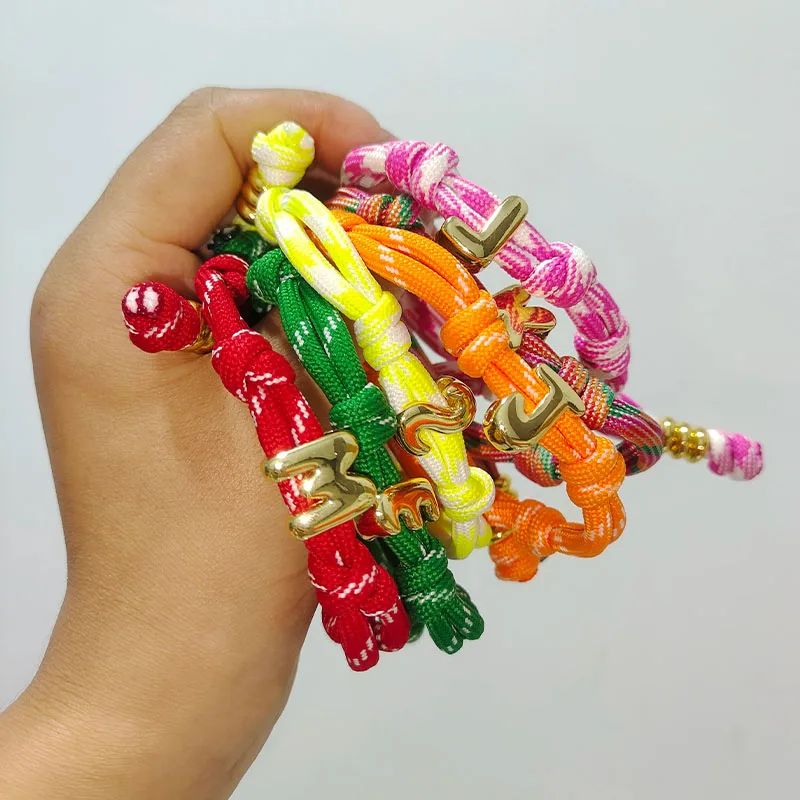 

Bubbles Handmade Braided Dive In Initial String Bracelet cord letter For Women pulseras Charm Sweet Colorful Beaded Jewelry Gift