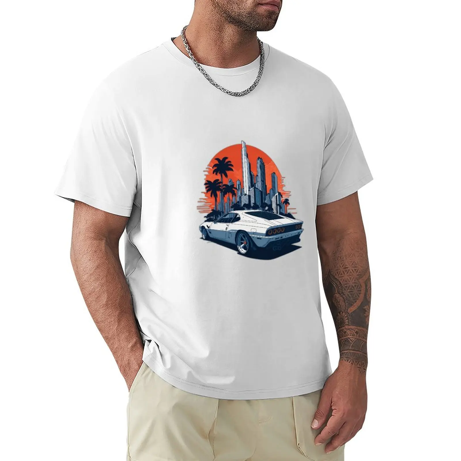 Sports Racing Car Retro In The Beach City T-Shirt sublime vintage clothes plus sizes sports fans Men's cotton t-shirt