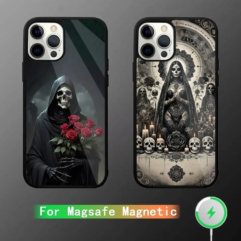 

Santa Muerte Art Phone Case For iPhone 16,15,14,13,12,11,Pro,Max,Plus,Mini,SE New Magsafe Magnetic Wireless Charging