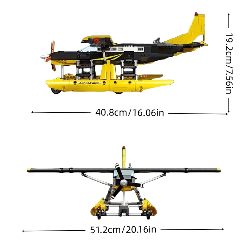 739個のビルディングブロックおもちゃ、水上飛行機モデル、ABS素材、ファミリーゲームとDIYコレクション、ホリデーギフト（箱付き）
