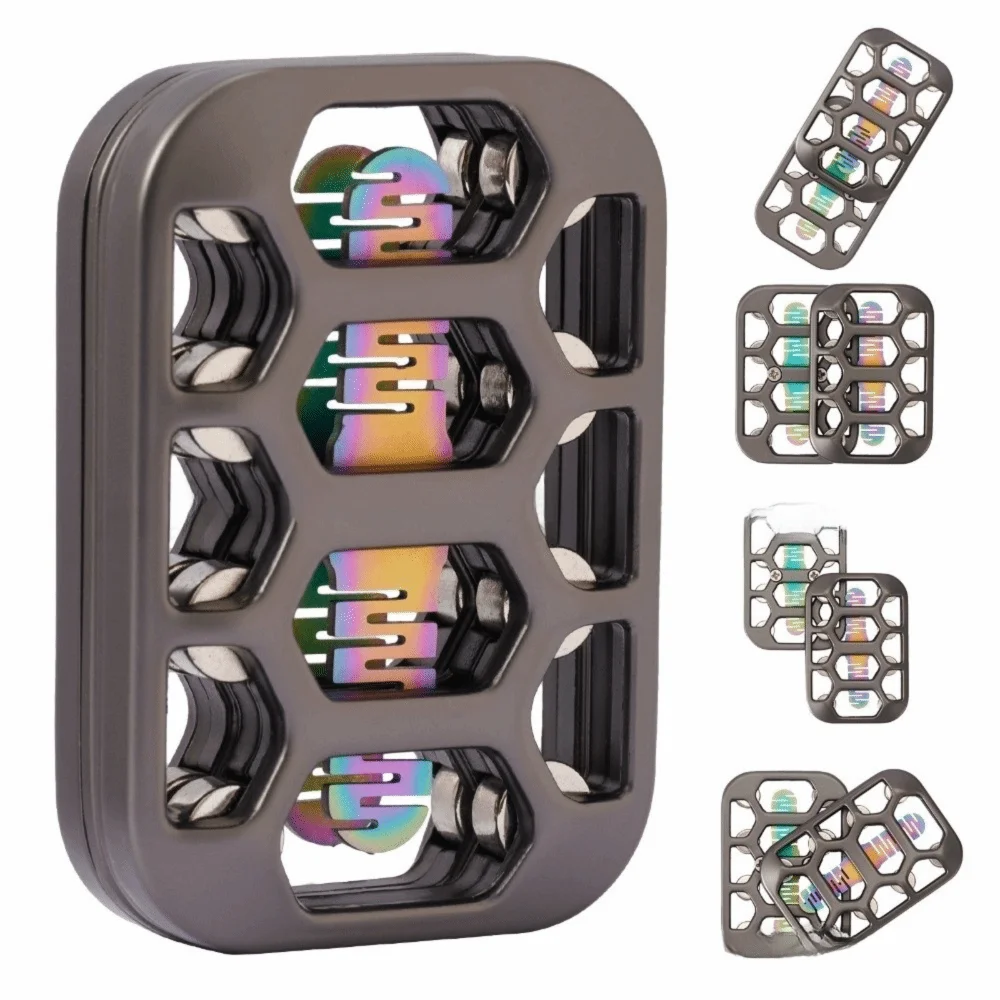 Fingertip Magnetic Fidget Spinner Hollow Metal Fidget Slider Openwork Portable Push Card Adults