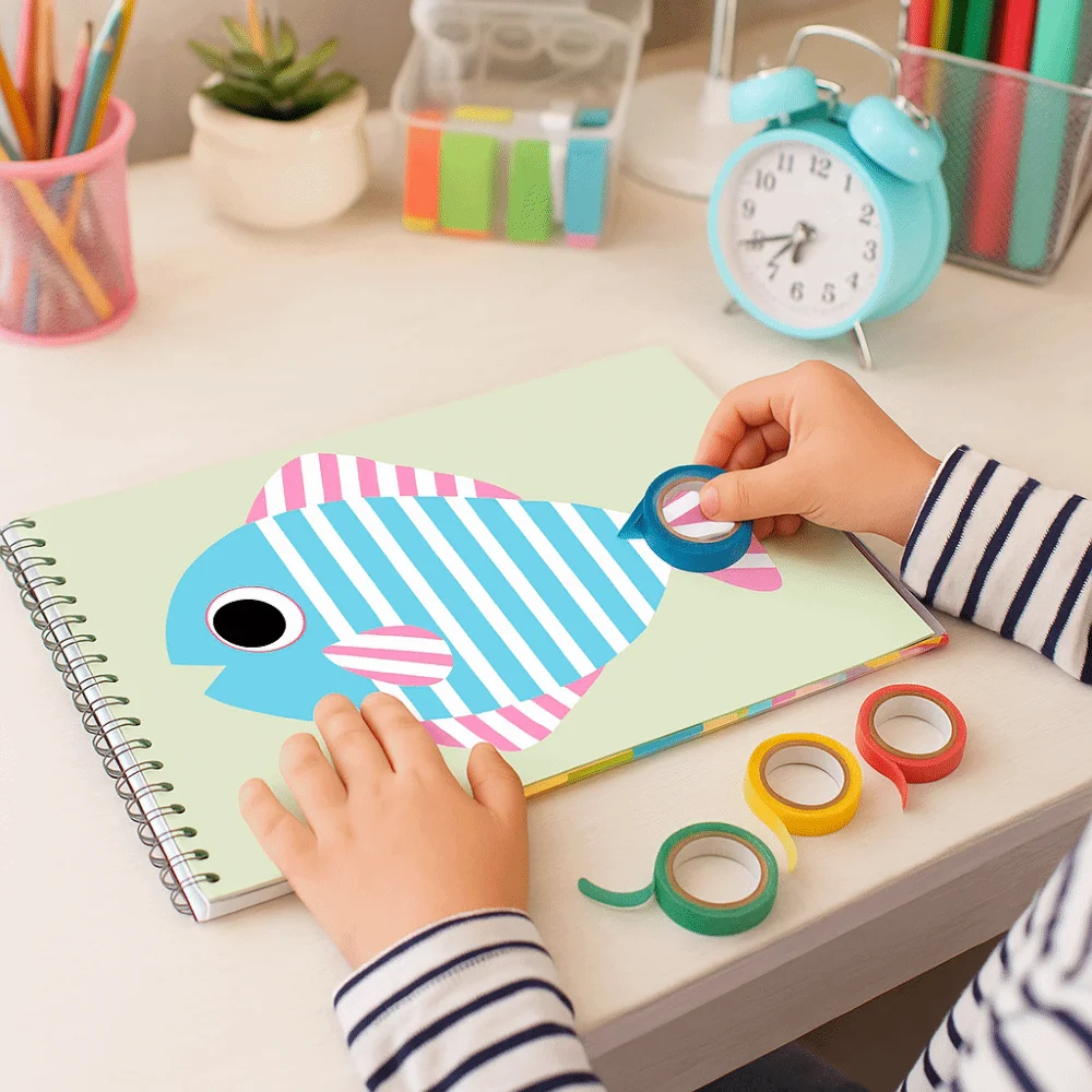 Handmade Material Children's Tape Sticker Book Educational Montessori Cartoon DIY Set Cartoon Early Learning Tape Coloring