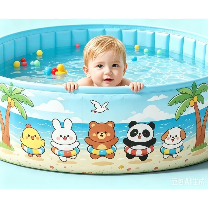 Home Use Large Raised Foldable Swimming Pool for Kids and Adults Outdoor Water Play Pool No Inflating Needed Blue Swimming Pool