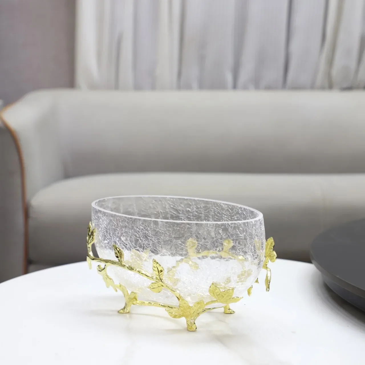HYS Creative Metal Glass Fruit Plate Tray Decoration Ornament Restaurant Hotel Homestay Home Decoration