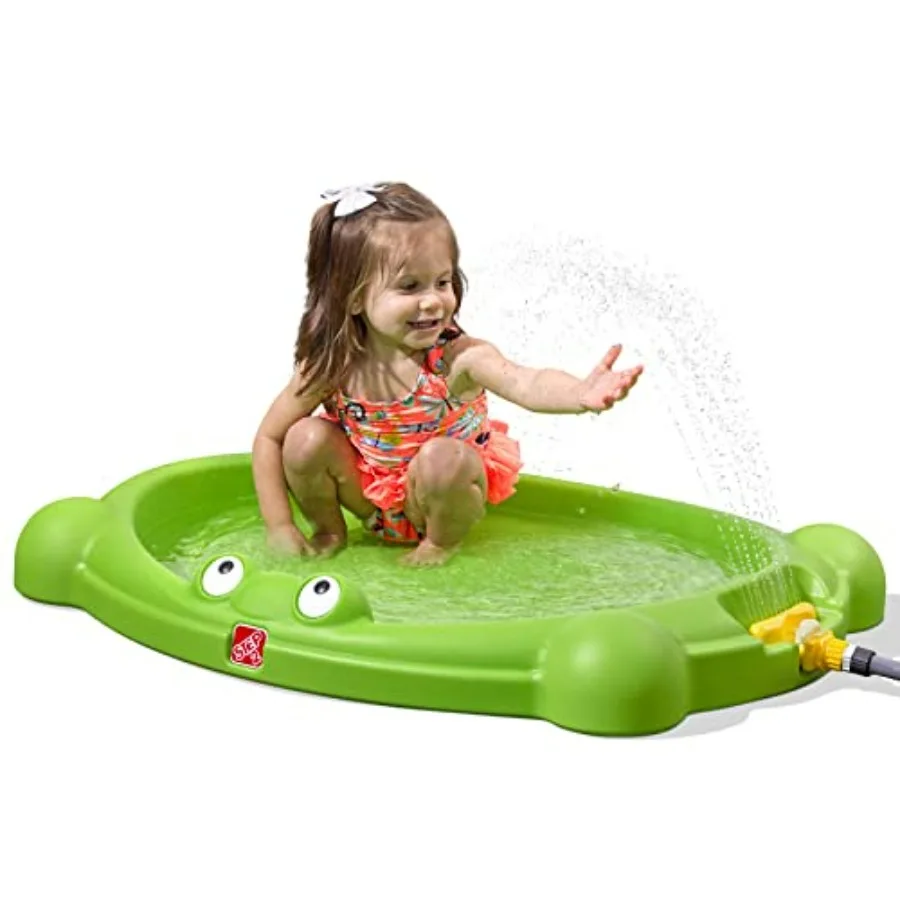 Water Bug Splash Pad for outdoor summer play, made of durable BPA-free plastic in bright blue and yellow, featuring sensory wat