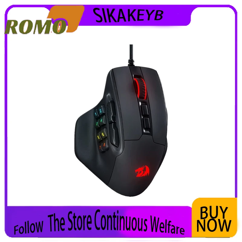 Redragon M811 Aatrox Mmo Gaming Mouse 15 Programmable Buttons Wired Rgb Gaming Mouse Ergonomic Natural Grip Structure Officemoue