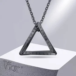 Vnox Norse Viking Pendant Necklaces, Men Twisted Stainless Steel Mobius Triangle Charm, Vegvisir Nordic Valknut Geometric Collar