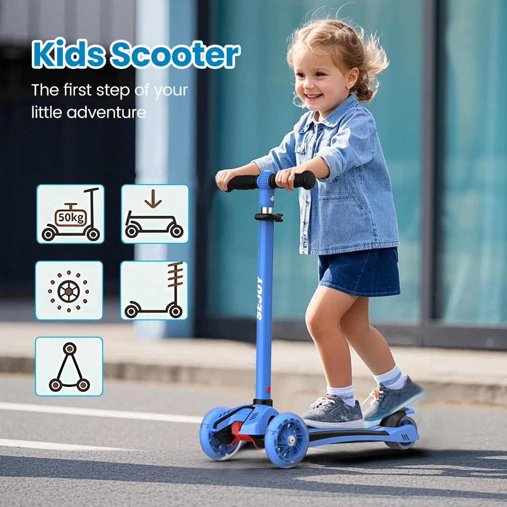 Sejoy Baby Scooter 2-8 ans avec roues LED, hauteur réglable, design pliable et double modes – Cadre de qualité militaire