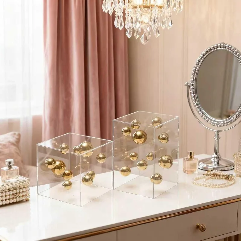 

Creative Modern Square Acrylic Cover Ball Decoration, Living Room Entrance Cabinet Handicraft Decoration