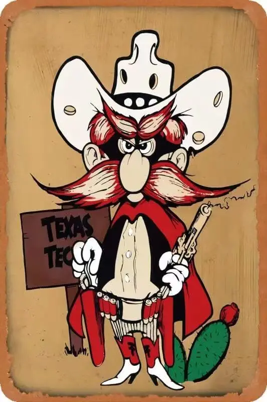 VINTAGE TEXAS TECH RED RAIDER ART Poster and Pub Bar Vintage Tin Sign Metal Art Funny for Bathroom Decor Gifts Home Coffee Wall