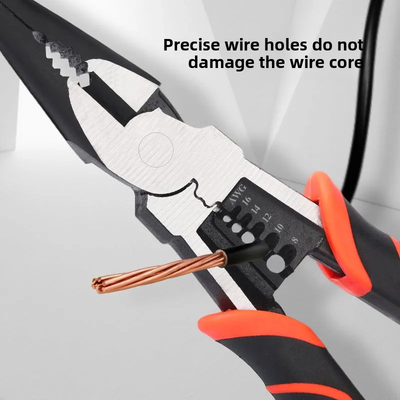 Multi functional household strippable needle/angled pliers, 8/9 inches, rubber handle, not easy to slip,sharp blade, easy to cut