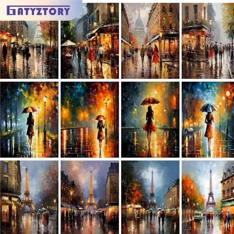 

GATYZTORY Frame City Landscape Diy Painting By Numbers For Adults Kits Drawing Picture By Numbers Starter Kit Acrylic Paint For