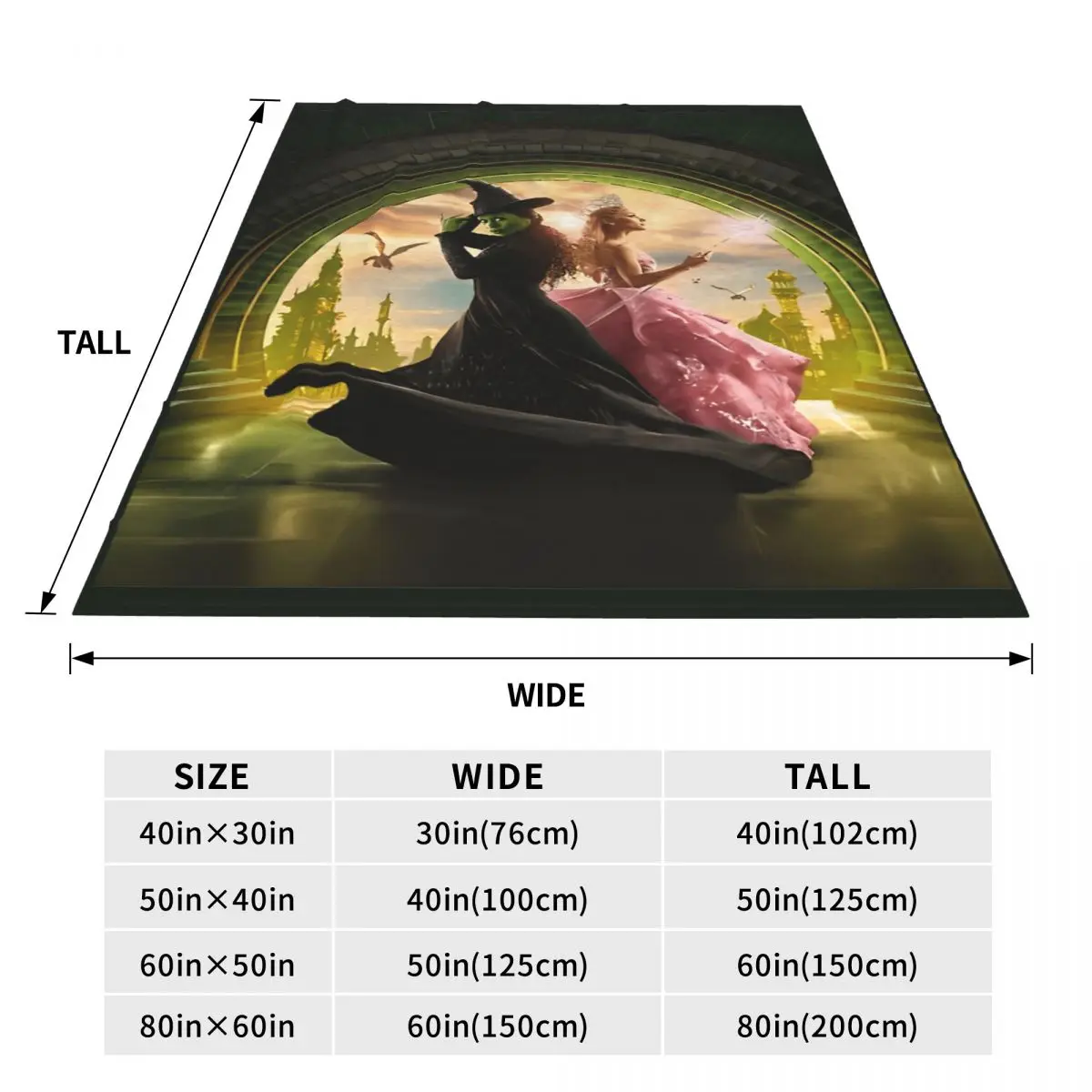 Wicked Elphaba & Glinda Blanket Quality Warm Soft Bedding Throws Winter Travel Bedroom Novelty Bedspread