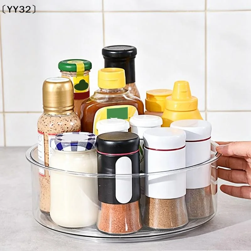 360° Rotating Tray Lazy Susan Fridge Organizer Turntable Storage Tray Clear Food Organizer Spice Rack Kitchen Organizer〔YY32〕