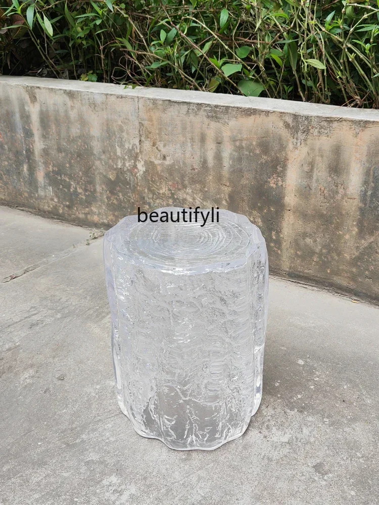 03  Modern minimalist art special-shaped transparent resin stool creative designer villa pier