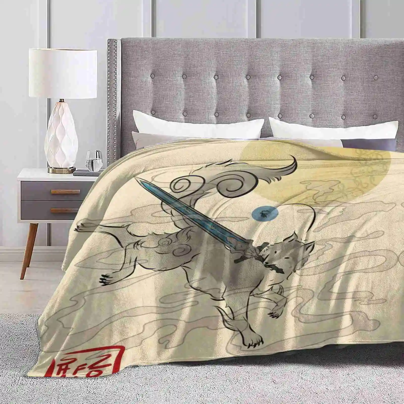 The Great Grey Wolf-Sifkami New Print Novelty Fashion Soft Warm Blanket Dark Souls 2 Sif The Great Wolf Knight Artorias