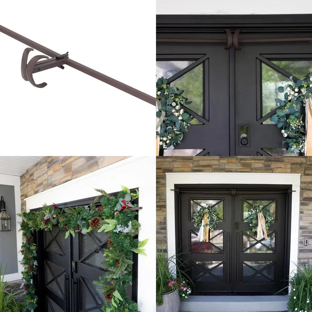 

Adjustable Heavy-Duty Cast Iron Christmas Door Hanger - No Damage, Wide Compatibility, Decorative Holiday Accent