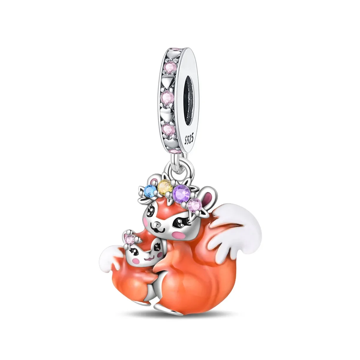 Charms Original 925 Silver Plated Squirrel Pendant Mother's Day Beads Fit Bracelet Diy Fine Gift Women Delicate Jewelry Access