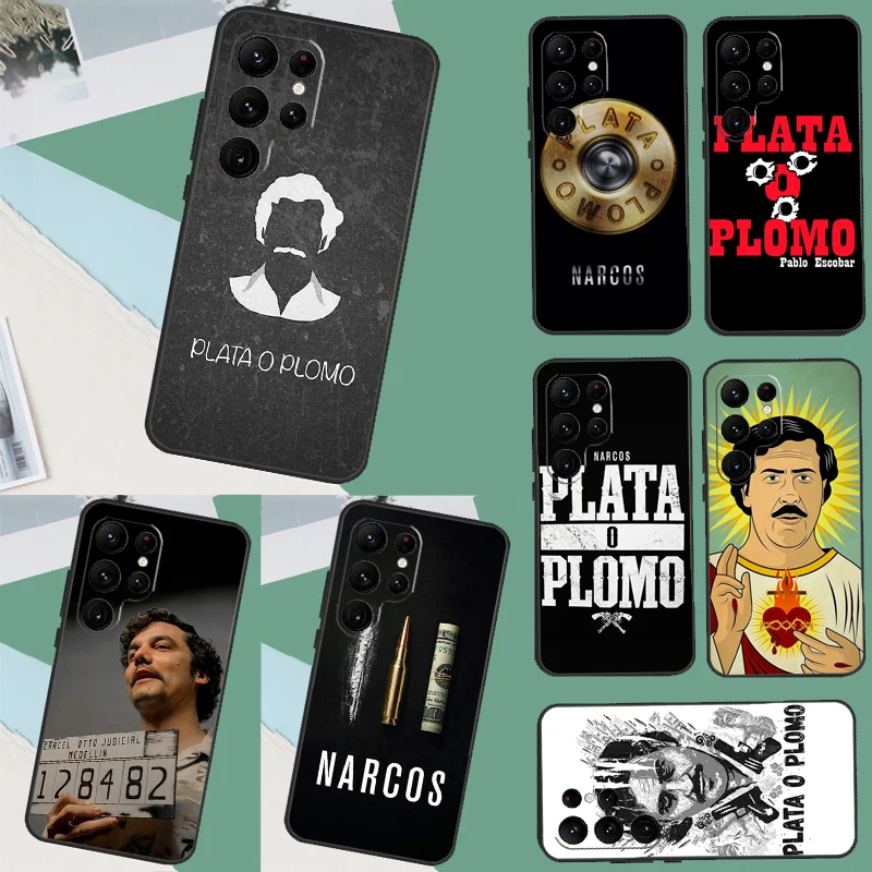 Plata O Plomo Narcos Pablo Escobar Phone Case For Samsung Galaxy S23 Ultra S21 S22 Plus S20 FE S9 S10 Note 10 20 Ultra Cover