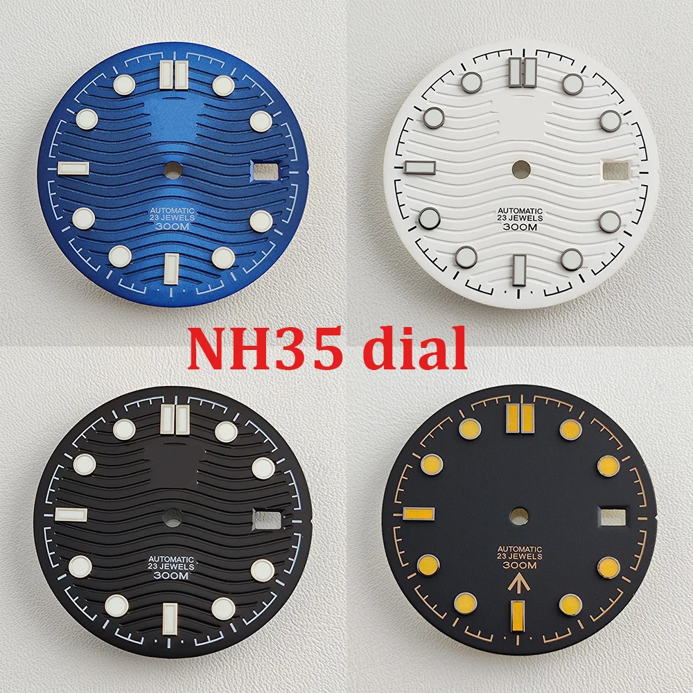 NH35 Dial Watch Dial Blue Green Luminous Watch Face for Seamaster NH35 NH36 Movement Watch Accessories Replacements Repair Tools