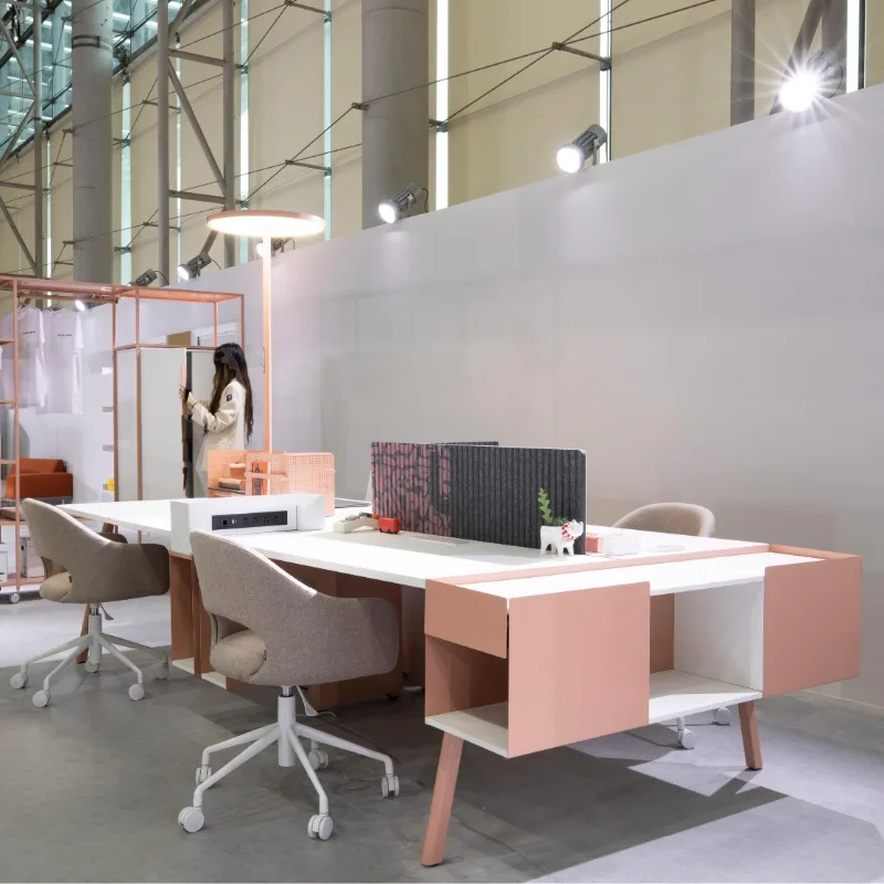 

Modern 6-seater modular desk open-plan shared workspace wooden work furniture for office workers